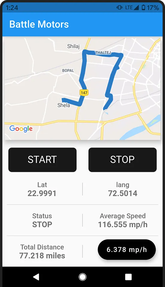 Battle Motors app screen